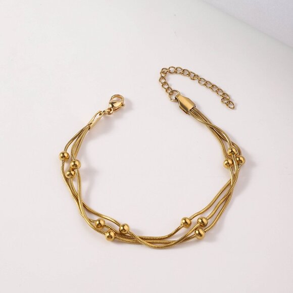 18K Gold Multi-layered Bracelet - Picture 1 of 4